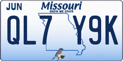 MO license plate QL7Y9K