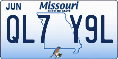 MO license plate QL7Y9L