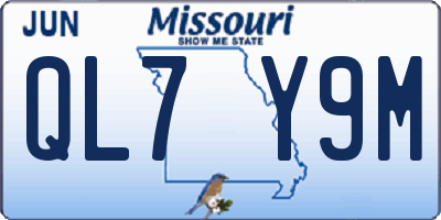 MO license plate QL7Y9M