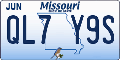 MO license plate QL7Y9S