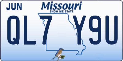 MO license plate QL7Y9U
