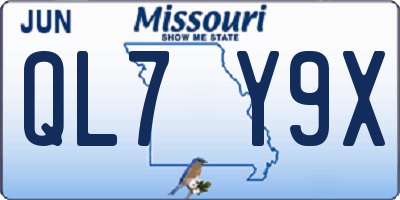 MO license plate QL7Y9X