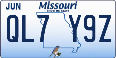 MO license plate QL7Y9Z