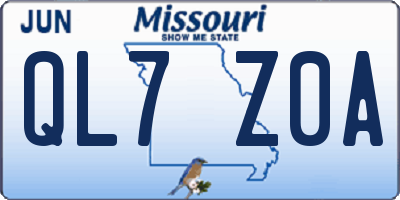 MO license plate QL7Z0A