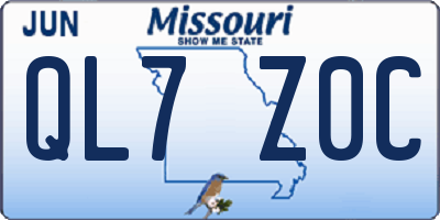 MO license plate QL7Z0C