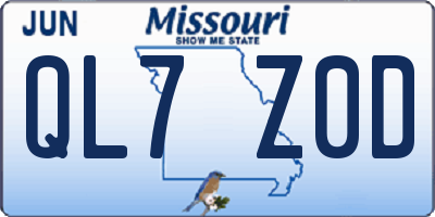MO license plate QL7Z0D