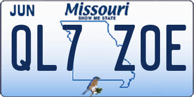 MO license plate QL7Z0E