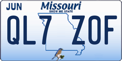 MO license plate QL7Z0F