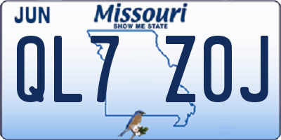 MO license plate QL7Z0J