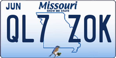 MO license plate QL7Z0K
