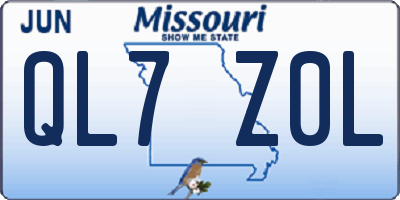 MO license plate QL7Z0L