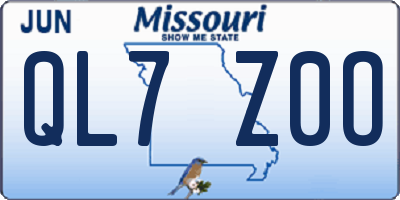 MO license plate QL7Z0O