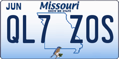 MO license plate QL7Z0S