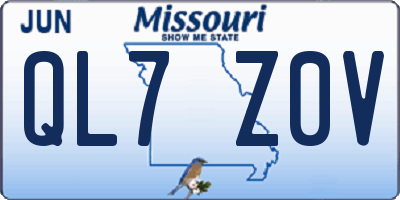 MO license plate QL7Z0V