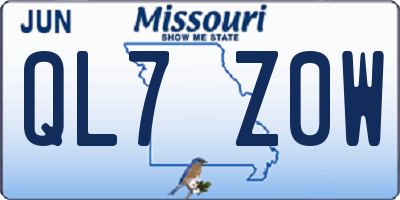 MO license plate QL7Z0W