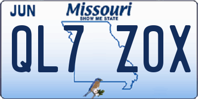 MO license plate QL7Z0X