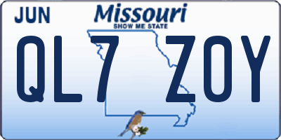 MO license plate QL7Z0Y