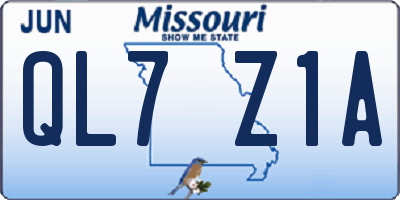MO license plate QL7Z1A