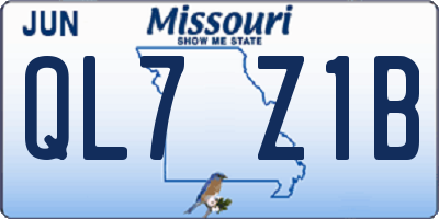 MO license plate QL7Z1B