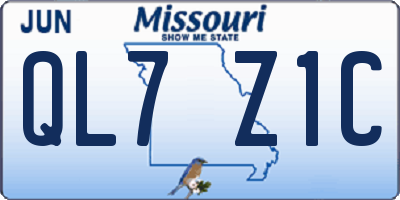 MO license plate QL7Z1C