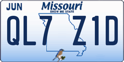 MO license plate QL7Z1D