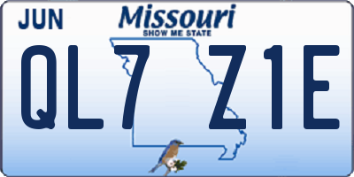 MO license plate QL7Z1E