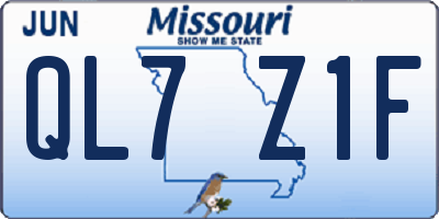 MO license plate QL7Z1F