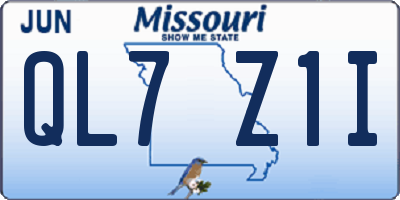 MO license plate QL7Z1I