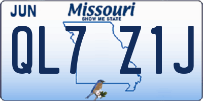 MO license plate QL7Z1J