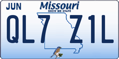 MO license plate QL7Z1L