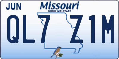 MO license plate QL7Z1M