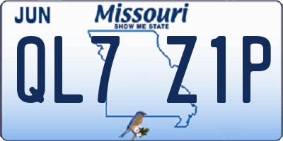 MO license plate QL7Z1P