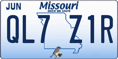 MO license plate QL7Z1R