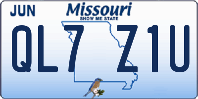 MO license plate QL7Z1U