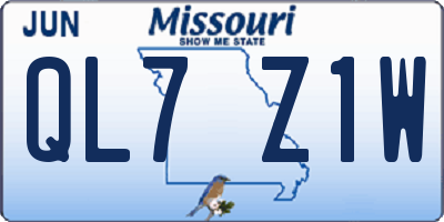 MO license plate QL7Z1W