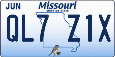 MO license plate QL7Z1X