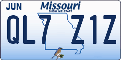 MO license plate QL7Z1Z