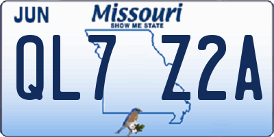 MO license plate QL7Z2A