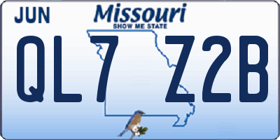 MO license plate QL7Z2B