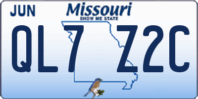 MO license plate QL7Z2C