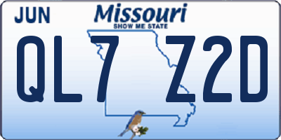 MO license plate QL7Z2D