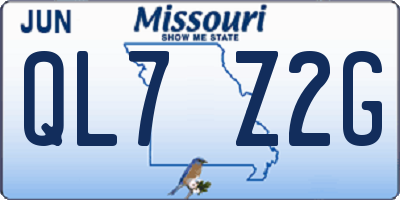 MO license plate QL7Z2G