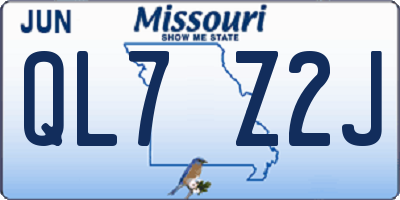 MO license plate QL7Z2J