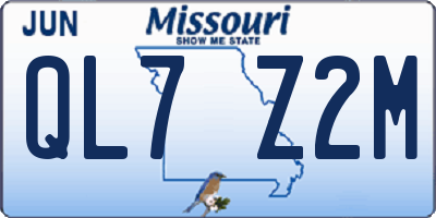 MO license plate QL7Z2M