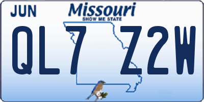 MO license plate QL7Z2W