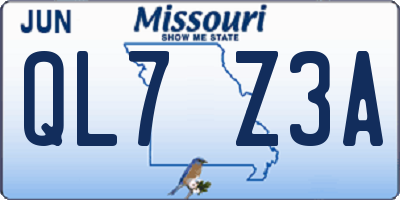 MO license plate QL7Z3A