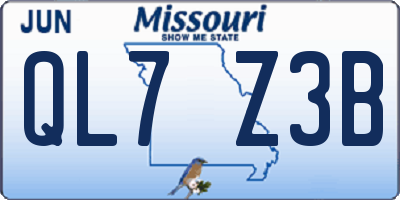 MO license plate QL7Z3B