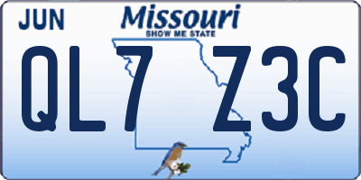 MO license plate QL7Z3C