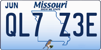 MO license plate QL7Z3E