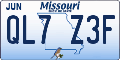 MO license plate QL7Z3F